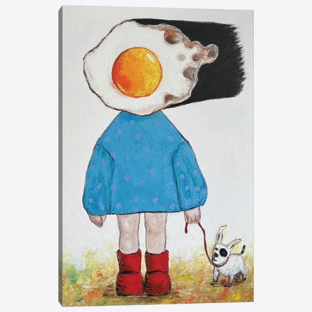 Egg Girl In Blue On A Windy Day Canvas Print #BYN43} by Ta Byrne Canvas Artwork