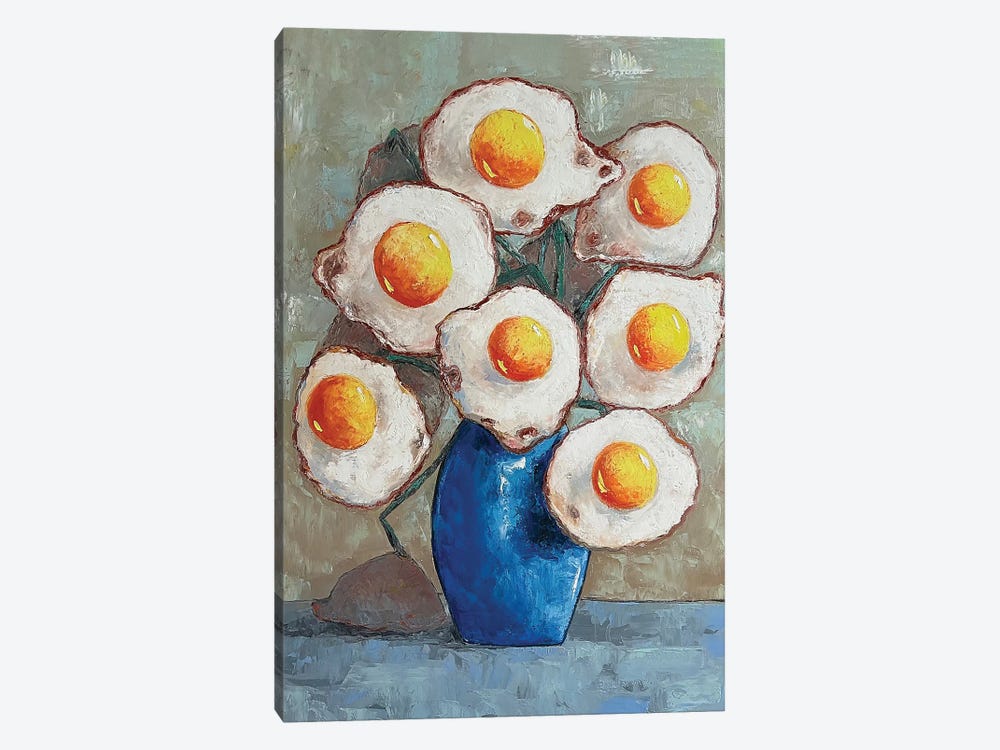 Egg Flowers In Blue Vase by Ta Byrne 1-piece Canvas Wall Art