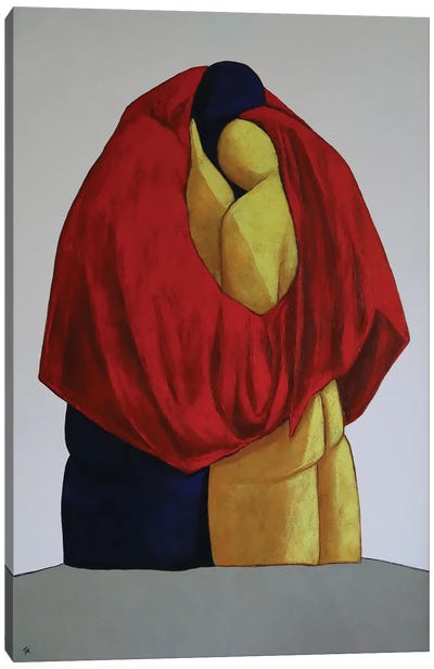 Lovers Caressing Canvas Art Print - Ta Byrne