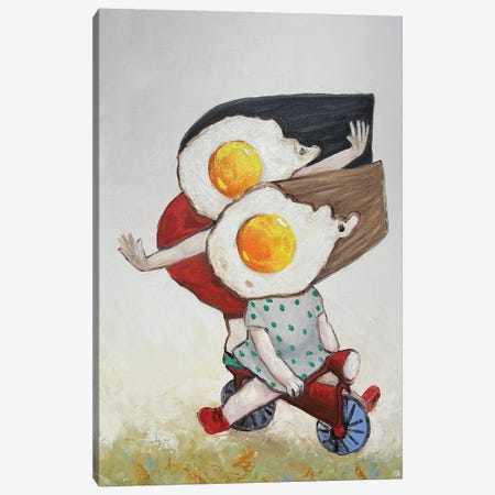 Egg Girls On A Red Bike Canvas Print #BYN65} by Ta Byrne Canvas Print