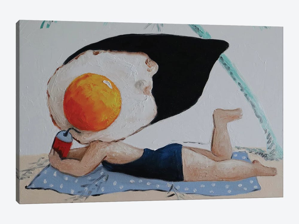 Egg Girl On The Beach by Ta Byrne 1-piece Art Print