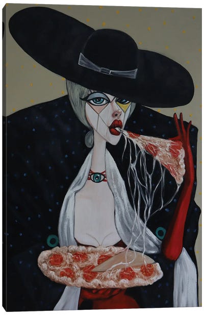 Queen Of Pizza Canvas Art Print - Ta Byrne