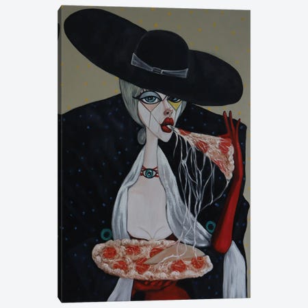 Queen Of Pizza Canvas Print #BYN69} by Ta Byrne Canvas Artwork