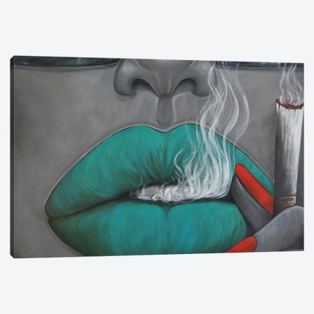 Lady With Green Lips Canvas Print #BYN6} by Ta Byrne Canvas Artwork