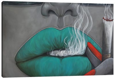 Lady With Green Lips Canvas Art Print - Ta Byrne