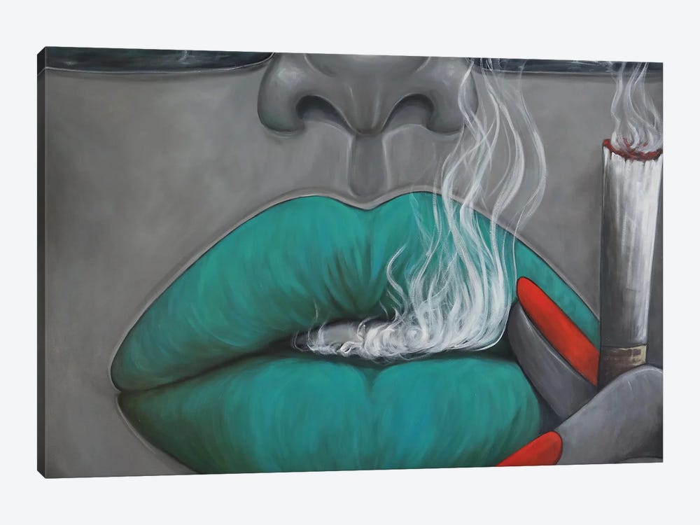 Lady With Green Lips by Ta Byrne 1-piece Canvas Wall Art