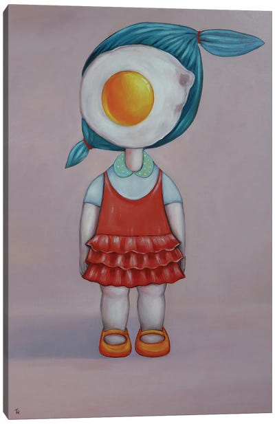 Cute Egg Girl Canvas Art Print - Egg Art