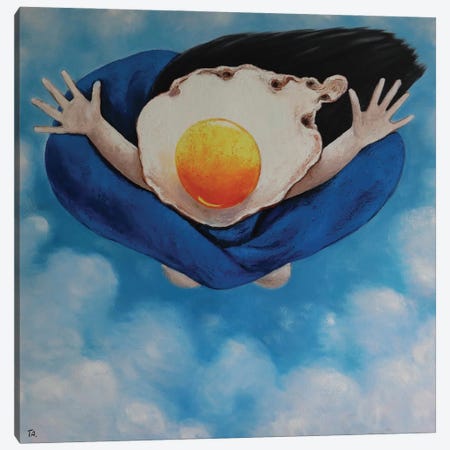Egg Girl Flying Canvas Print #BYN77} by Ta Byrne Canvas Wall Art