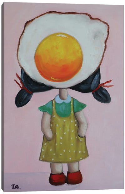 Cute Little Egg Girl Canvas Art Print - Egg Art