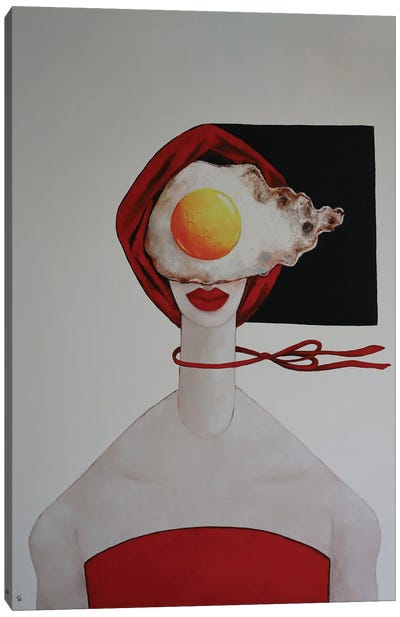 Egg Girl On A Windy Day Canvas Art Print - Egg Art