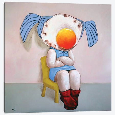 Egg Girl In Pony Tails Canvas Print #BYN94} by Ta Byrne Canvas Wall Art
