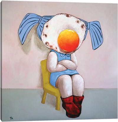 Egg Girl In Pony Tails Canvas Art Print - Egg Art