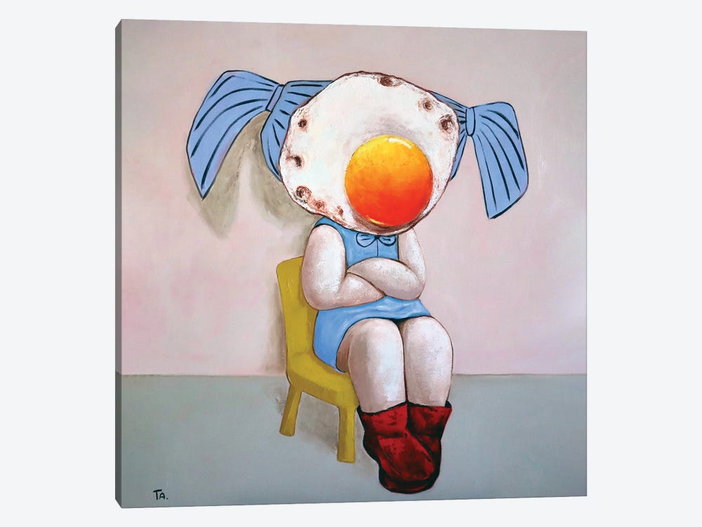 Egg Girl In Pony Tails by Ta Byrne 1-piece Canvas Print