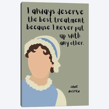 Jane Austen Quote Canvas Print #BYP48} by BrainyPrintables Canvas Artwork