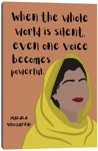 Malala Yousafzai Quote Canvas Art Print - Courage Art