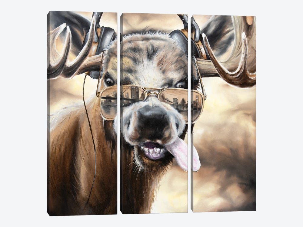 Drooling Deer by Bobby Vandenhoorn 3-piece Canvas Artwork