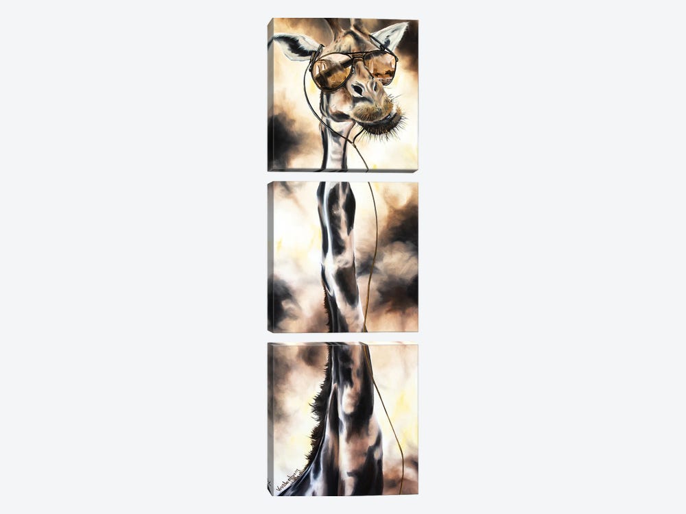 Giraffe Proteck Ya Neck 2 The Zoo by Bobby Vandenhoorn 3-piece Canvas Print