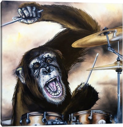 Fire Coming Out Of The Monkeys Head Canvas Art Print - Bobby Vandenhoorn