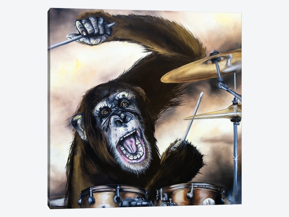 Fire Coming Out Of The Monkeys Head by Bobby Vandenhoorn 1-piece Canvas Artwork