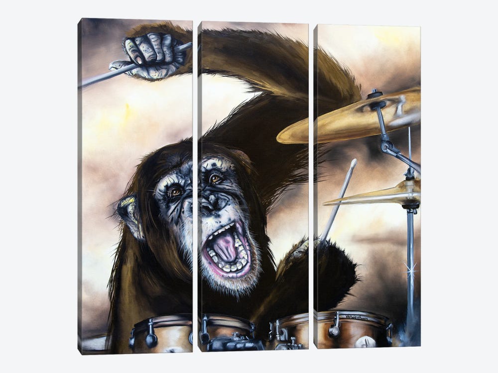 Fire Coming Out Of The Monkeys Head by Bobby Vandenhoorn 3-piece Canvas Artwork