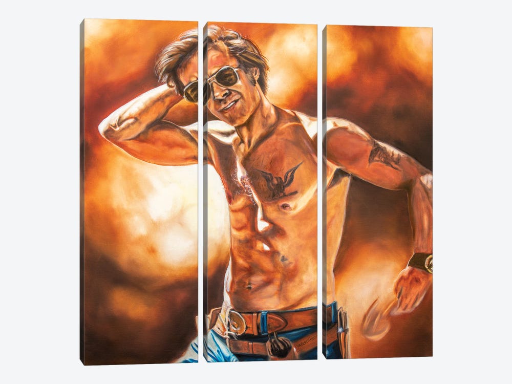 Brad Pitt by Bobby Vandenhoorn 3-piece Canvas Print