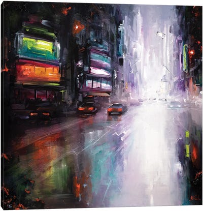 Colorful Evening In A Big City Canvas Art Print - Bozhena Fuchs