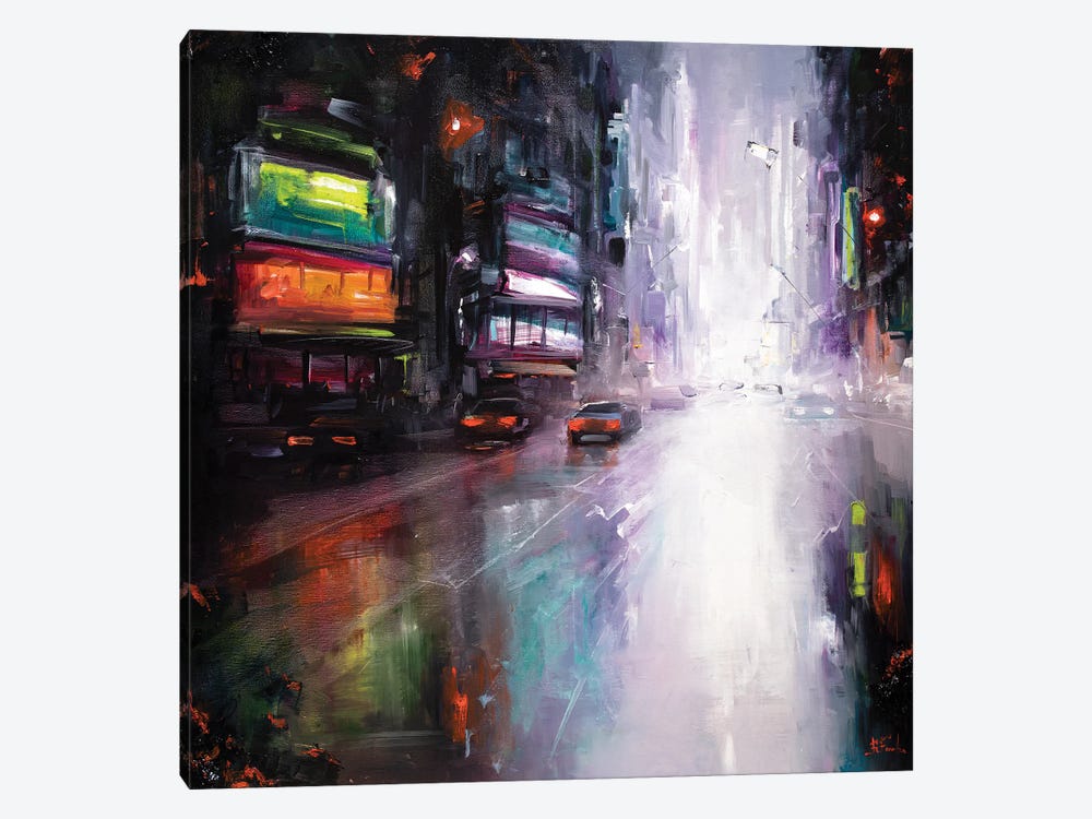Colorful Evening In A Big City by Bozhena Fuchs 1-piece Canvas Print