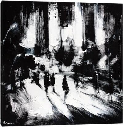 Abstract Black & White City I Canvas Art Print - Bozhena Fuchs