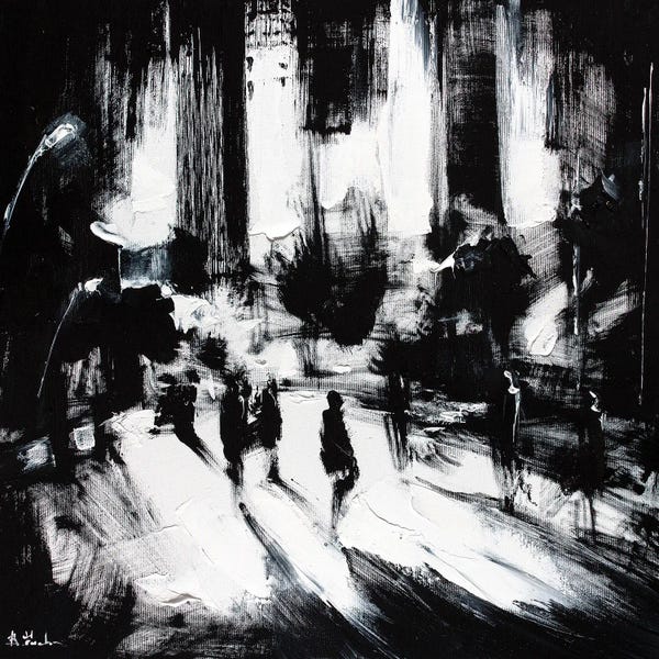 Bozhena Fuchs: Abstract Black & White City I by Bozhena Fuchs