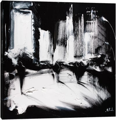 Abstract Black & White City II Canvas Art Print - Bozhena Fuchs
