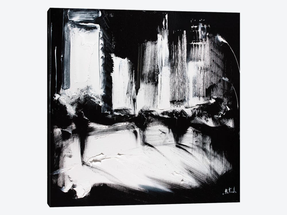 Abstract Black & White City II by Bozhena Fuchs 1-piece Canvas Art Print