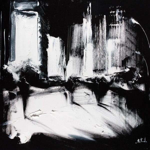Bozhena Fuchs: Abstract Black & White City II by Bozhena Fuchs