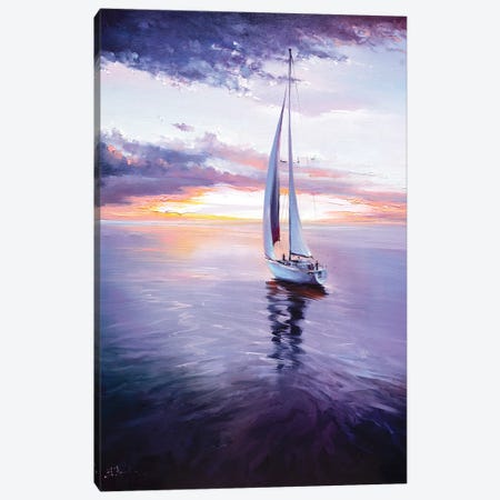 Sailing Sunset Colorful Canvas Print #BZH116} by Bozhena Fuchs Canvas Print