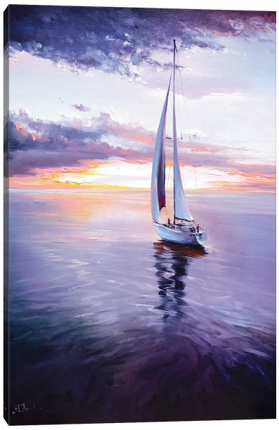 Sailing Sunset Colorful Canvas Art Print - Bozhena Fuchs