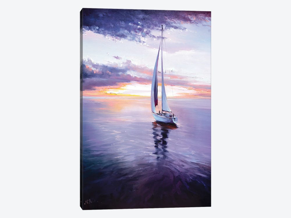 Sailing Sunset Colorful by Bozhena Fuchs 1-piece Canvas Wall Art