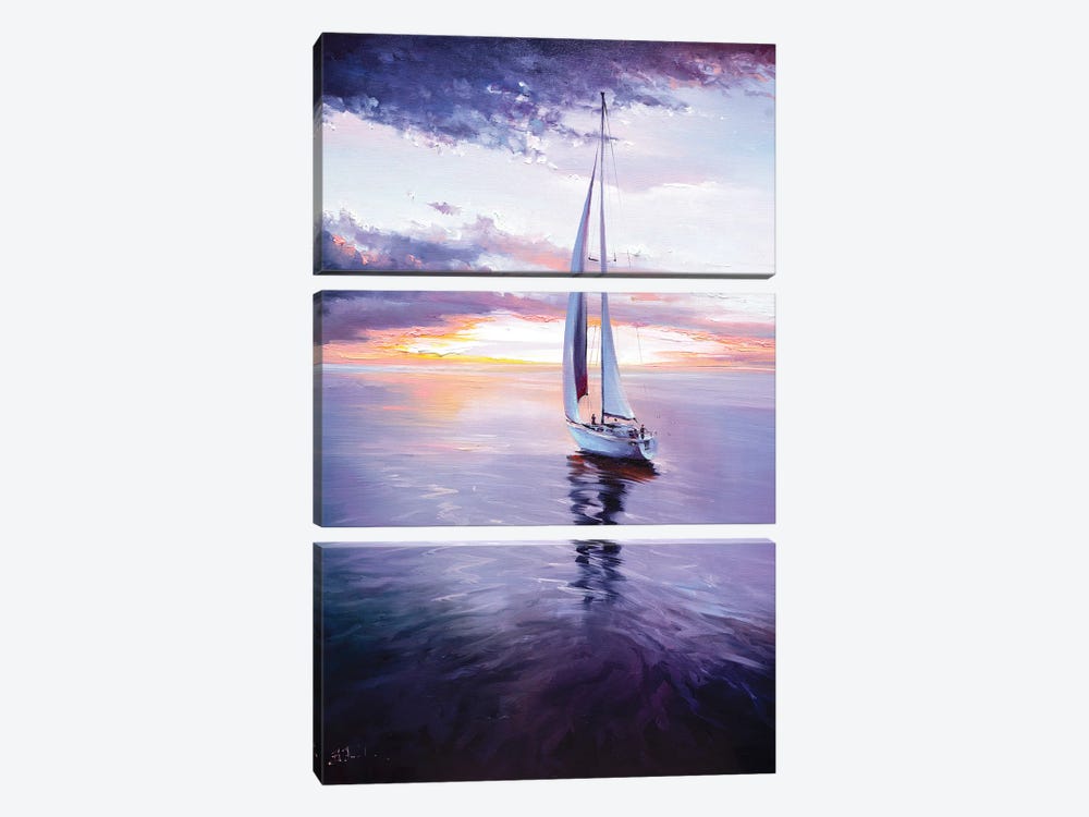 Sailing Sunset Colorful by Bozhena Fuchs 3-piece Canvas Art