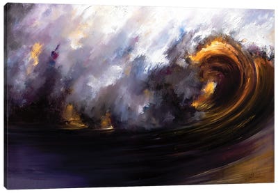 The Gold Wave Canvas Art Print - Gold & Pink Art