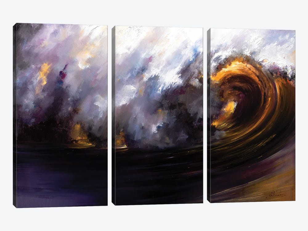 The Gold Wave by Bozhena Fuchs 3-piece Canvas Art Print