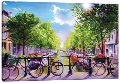Romantic Spring Canvas Art Print - Bicycle Art