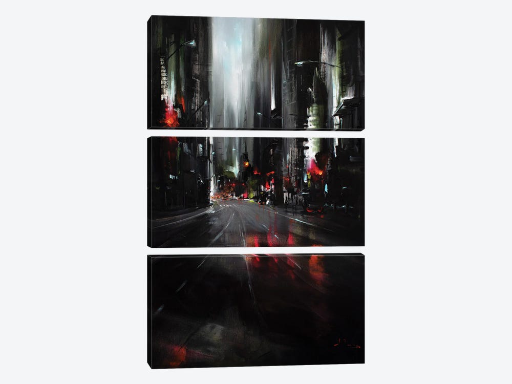 City At Night by Bozhena Fuchs 3-piece Canvas Art Print