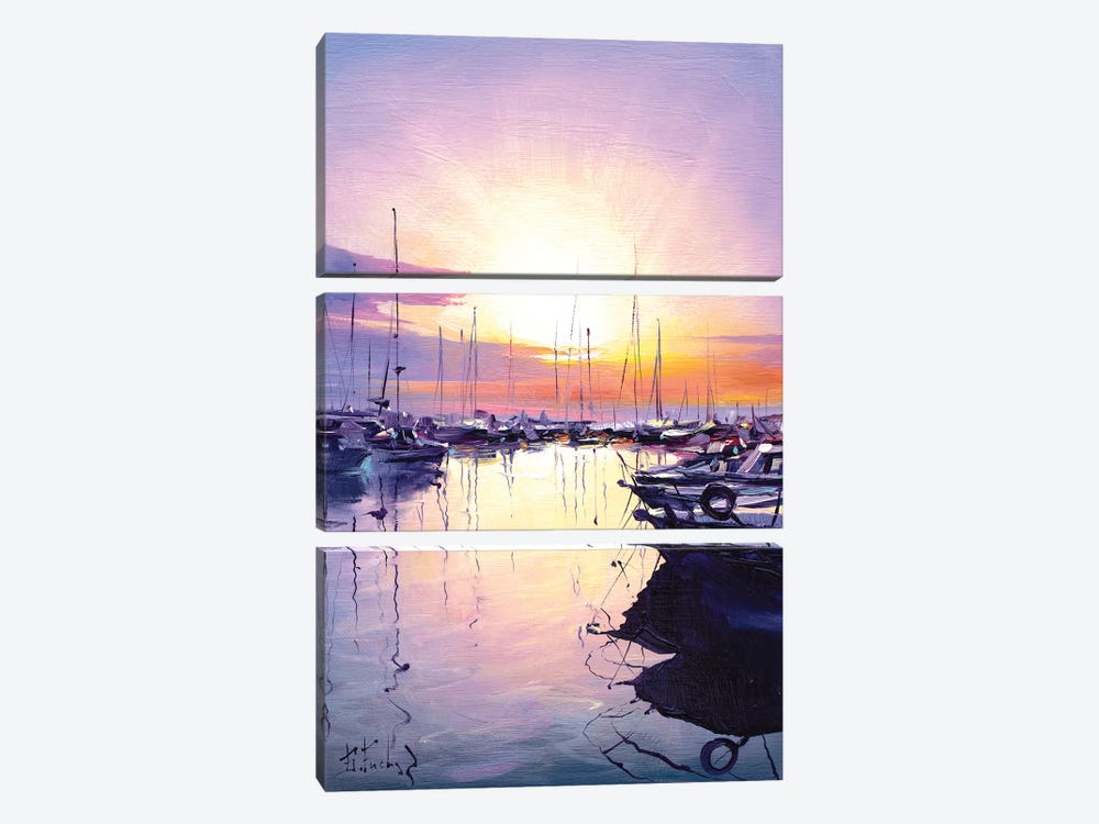 Sunrise On The Adriatic Sea by Bozhena Fuchs 3-piece Canvas Wall Art