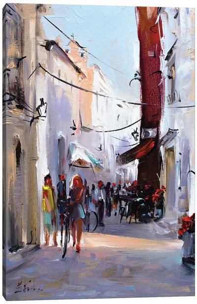 Dalmatia Street On A Sunny Summer Day Canvas Art Print - Bozhena Fuchs