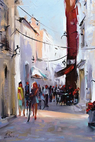 Bozhena Fuchs: Dalmatia Street On A Sunny Summer Day by Bozhena Fuchs