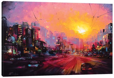 Colorful City Vibes Canvas Art Print - Bozhena Fuchs