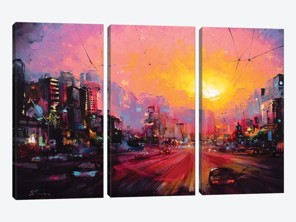 Colorful City Vibes by Bozhena Fuchs 3-piece Canvas Print