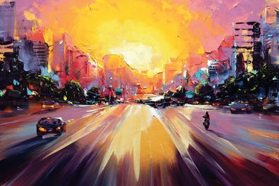 Vibrant Cityscape by Bozhena Fuchs framed wall art