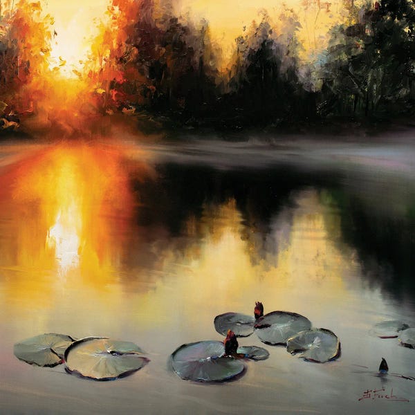 Water Lilies: Summer Evening On The Lake by Bozhena Fuchs