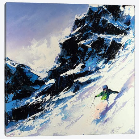 Fast Skier Canvas Print #BZH19} by Bozhena Fuchs Art Print