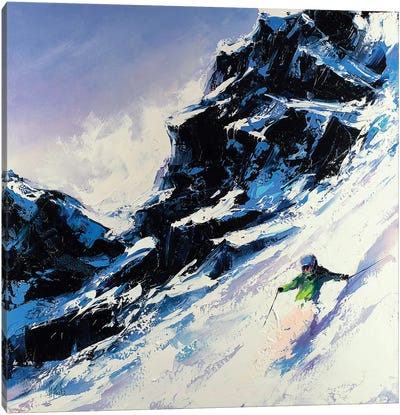 Fast Skier Canvas Art Print - Skiing Art