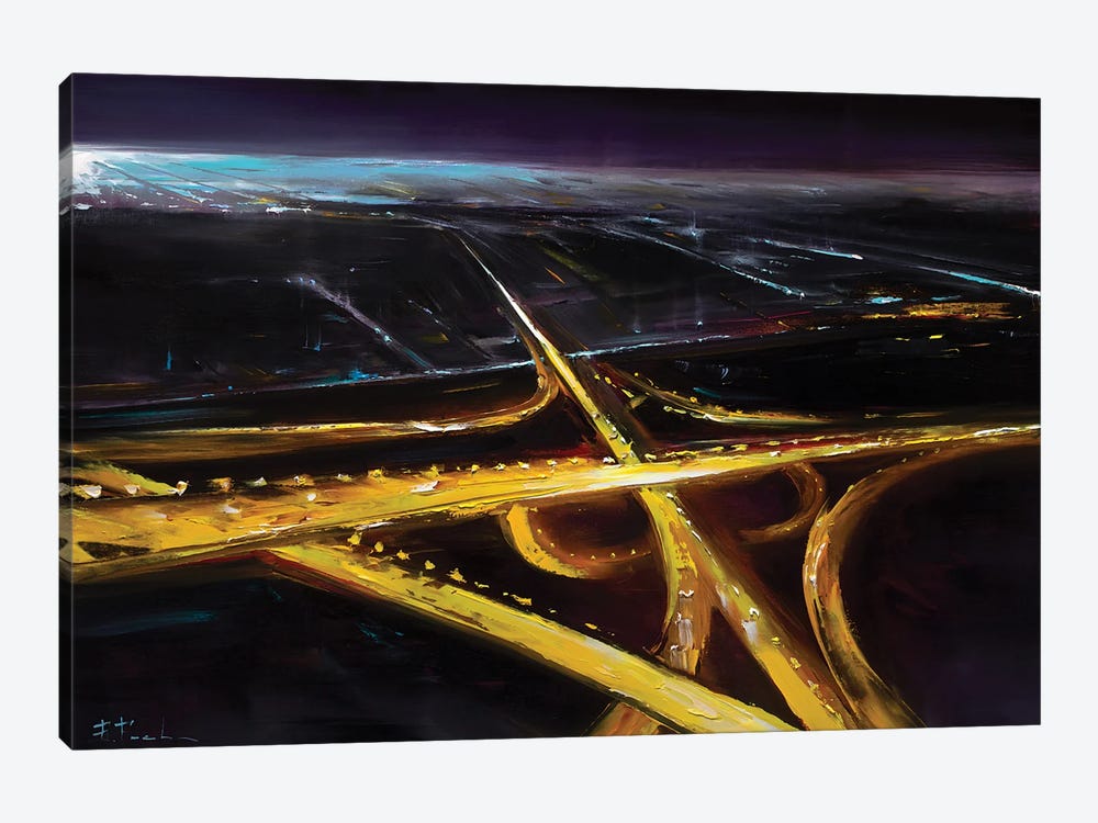 Aerial Night Cityscape by Bozhena Fuchs 1-piece Canvas Art Print